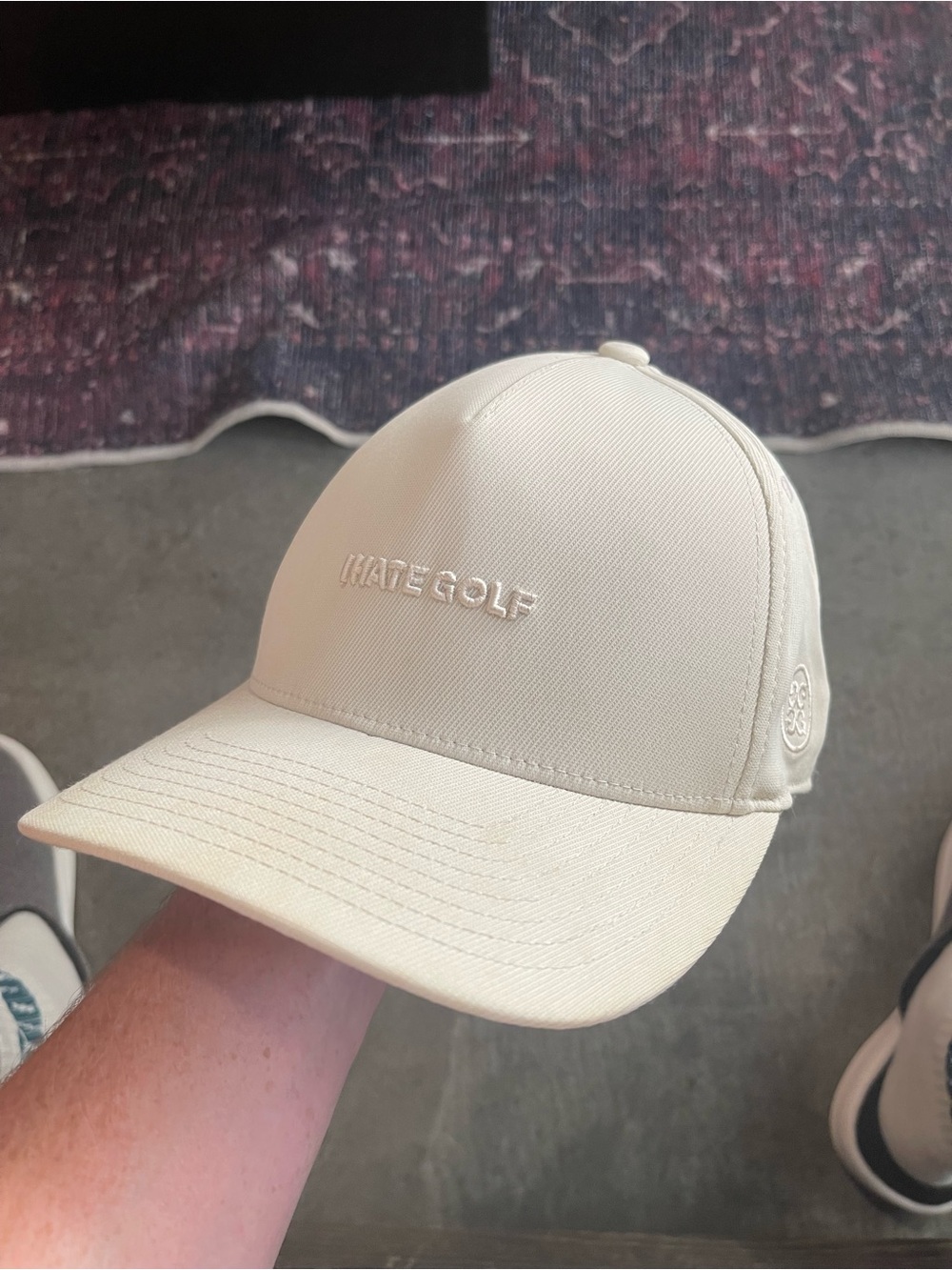 G/FORE Cream 'HATE GOLF' Embroidered Baseball Cap